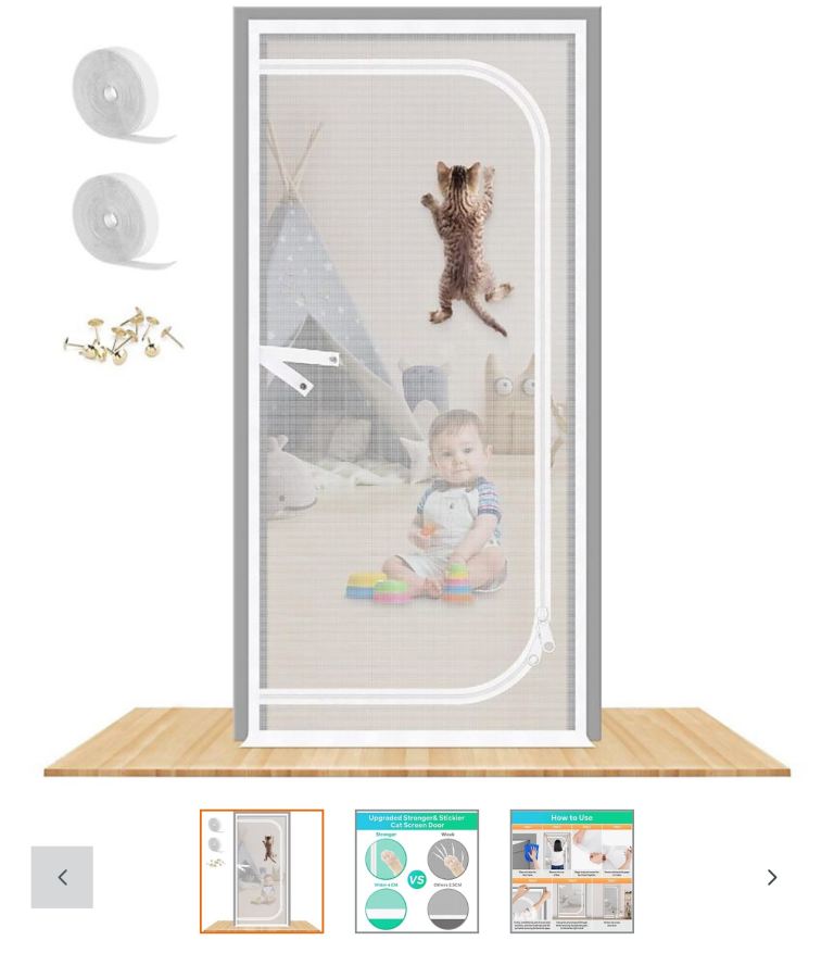 White reinforced cat/fly shield for doors 