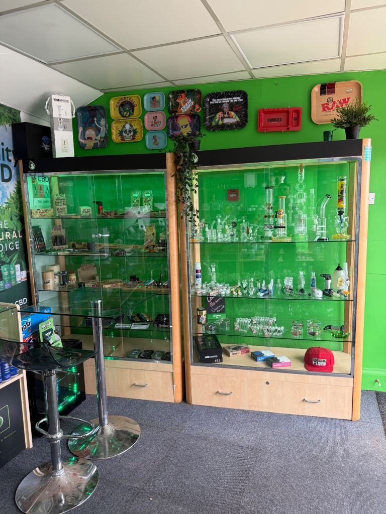 2x Large Glass Retail Display Cabinets