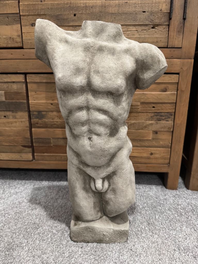 Solid concrete male torso bust 50cm
