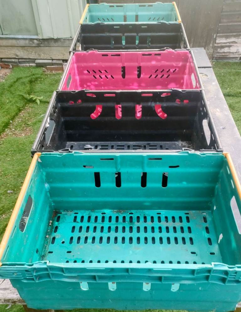 35 L Heavy Duty Stack Nest Bale Arm Plastic Supermarket Storage Box Swing Bar Container Crate