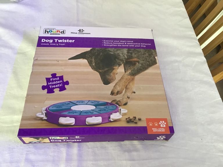 Boxed Dog Twister boredom buster treat reward game used twice