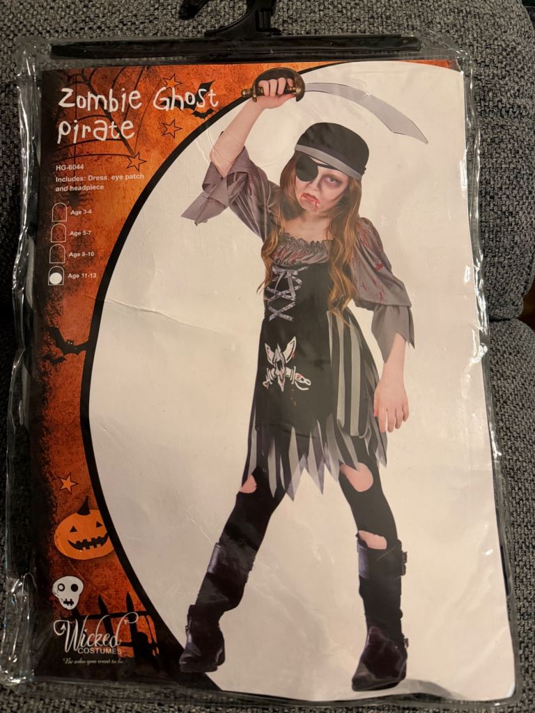 Zombie Ghost pirate costume aged 11-13 years