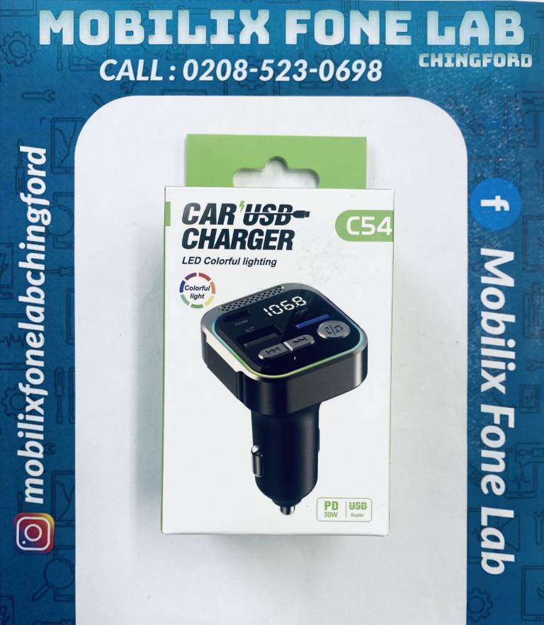 C54 Bluetooth Car FM Transmitter PD 30W Type C USB C Fast Car Charger