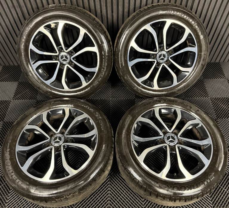 17" GENUINE MERCEDES C CLASS W205 BLACK DC ALLOY WHEELS TYRES ALLOYS