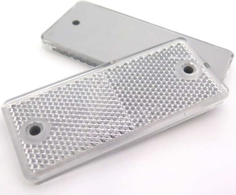 4x White/Clear Rectangular Rear Reflectors for Trailers Caravan Gateposts