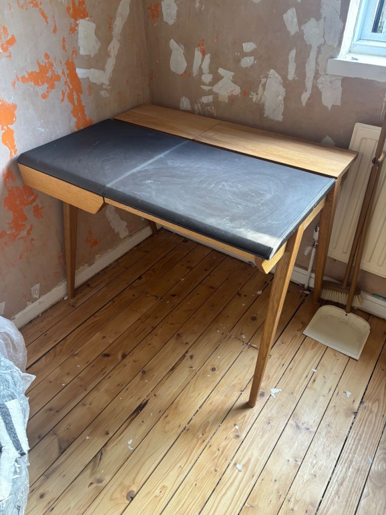 Habitat Beckett deep desk (solid wood and leather) 
