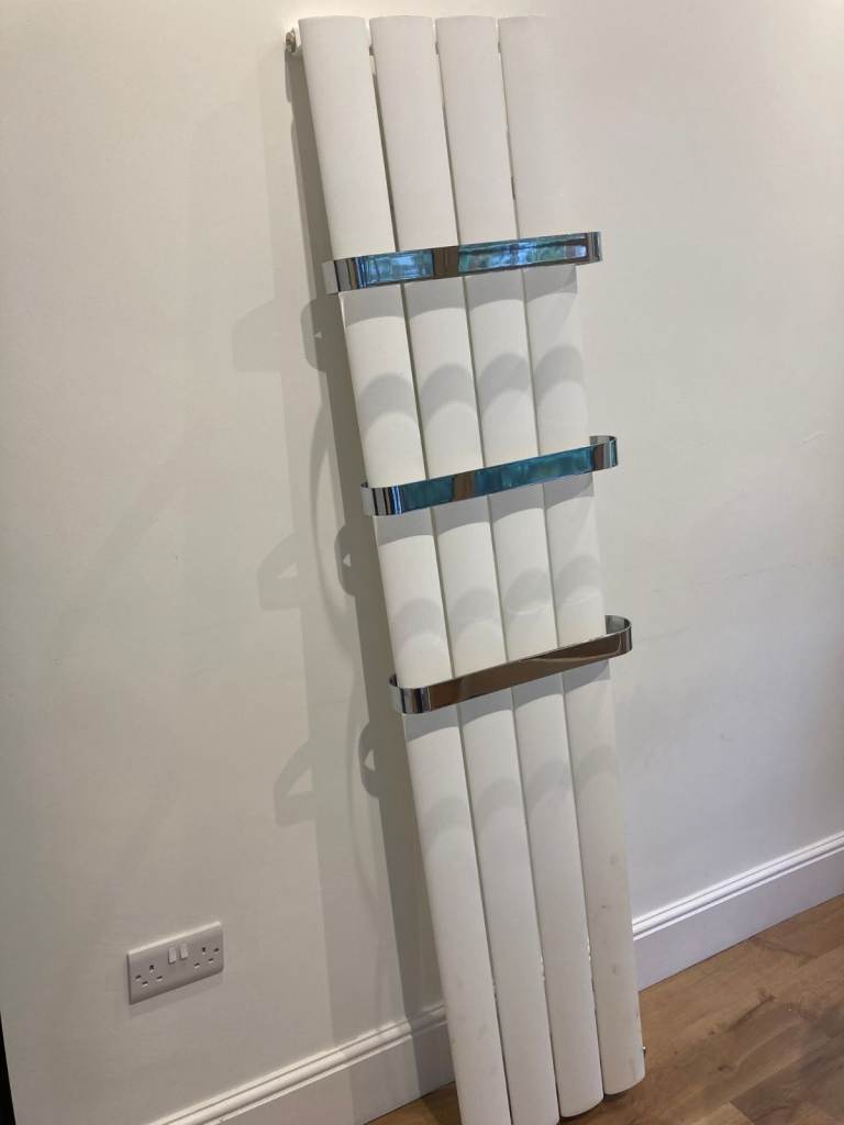 White Vertical Radiator with Chrome Towel Rails – As Good As New