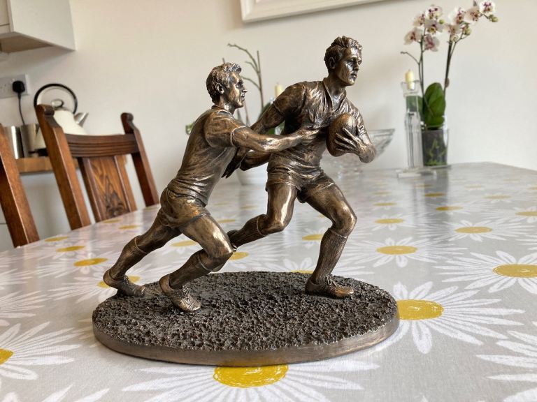 The Tackle; Rugby statue/ornament