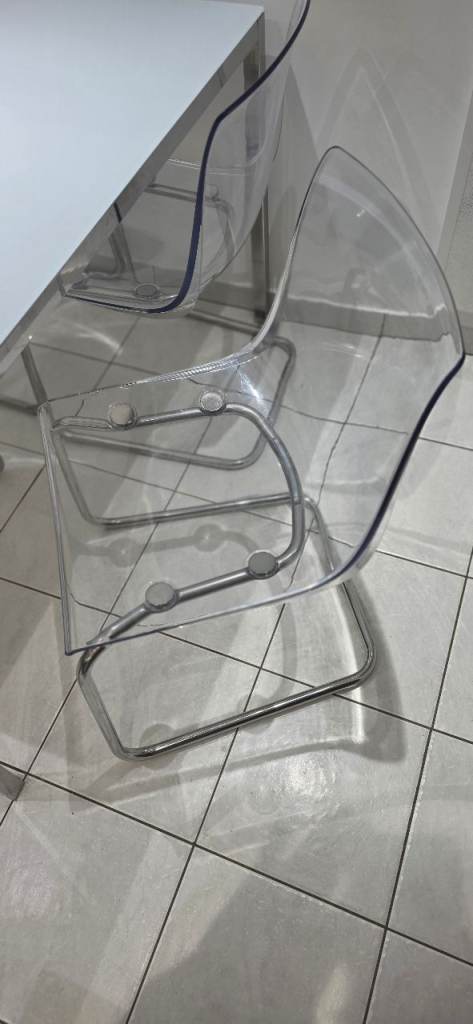 Ikea Clear Plastic Dining Chair with Metal Frame – Good Condition