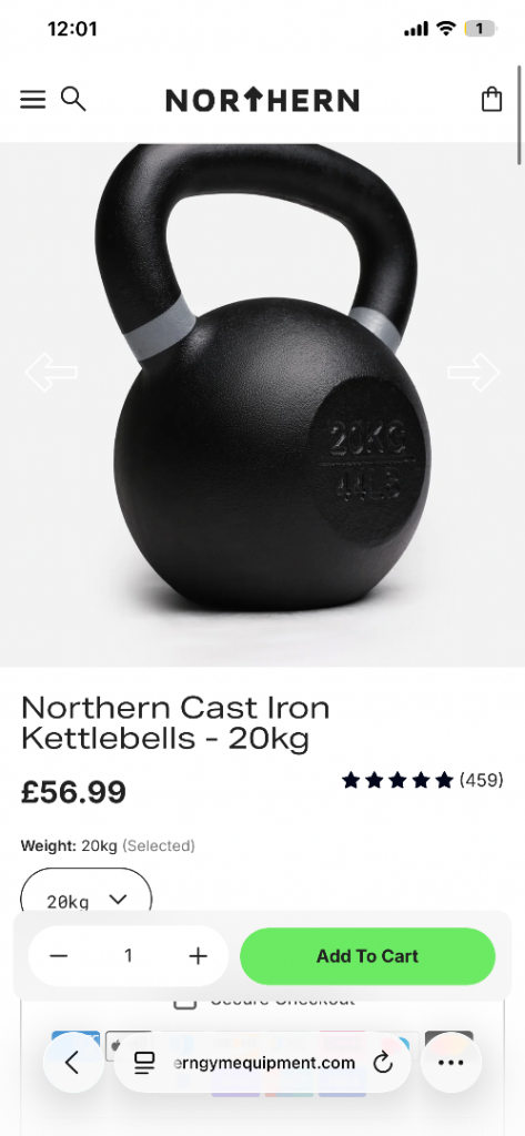 Northern Cast Iron Kettlebell 20kg – Brand New