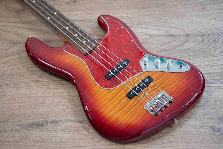 1994-95 Fender Japan Fotoflame Fretless Jazz Bass in Sunburst