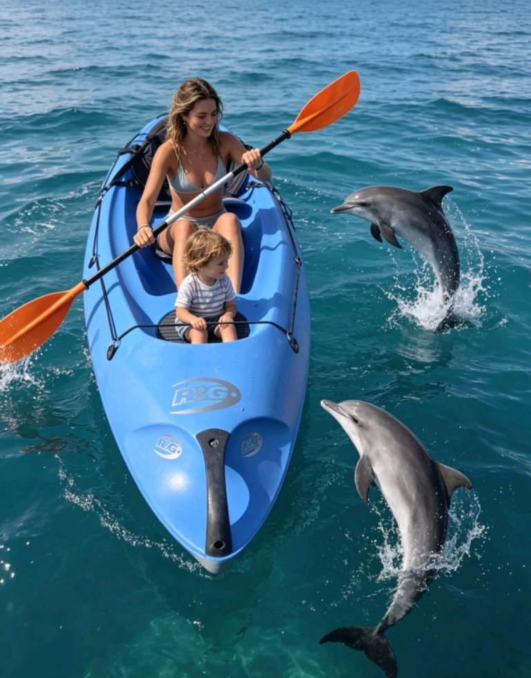 Bic kayak. Great fun. Built in transport wheel