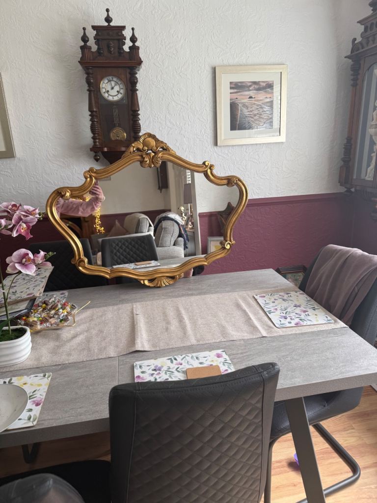 Ornate Gold Framed Wall Mirror – Rococo Style, Good Condition