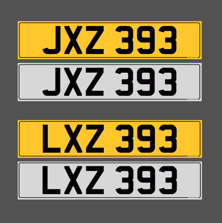 JXZ 393 & LXZ 393 - Matching Pair Dateless Cherished Registration Number Plates
