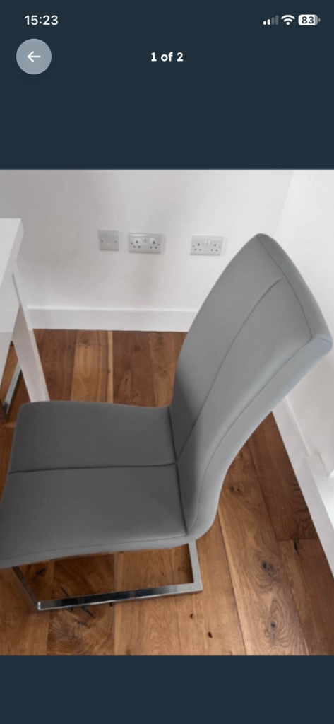 4 modern grey dining chairs with free extendable dining table 