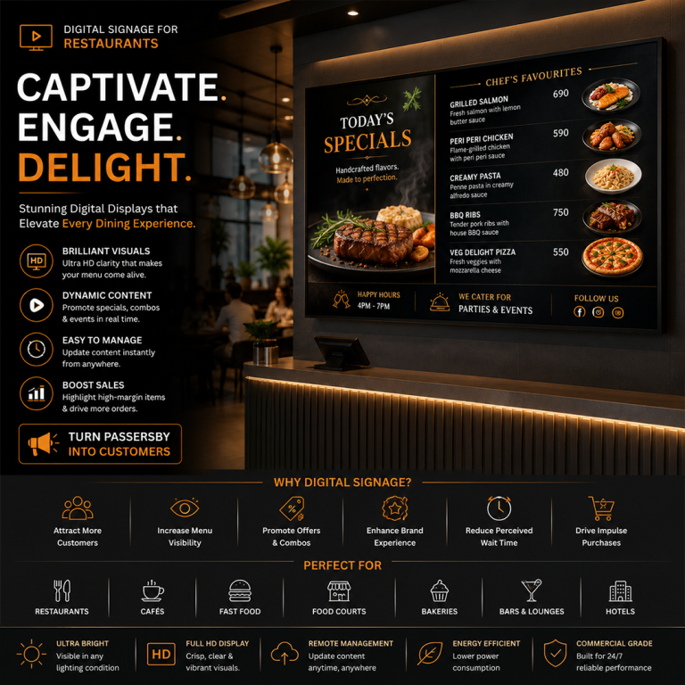 Digital Signage Display for Restaurants – New, HD Quality