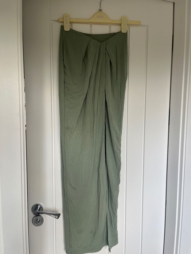 Oh Polly Mint Green Maxi Slit Skirt
