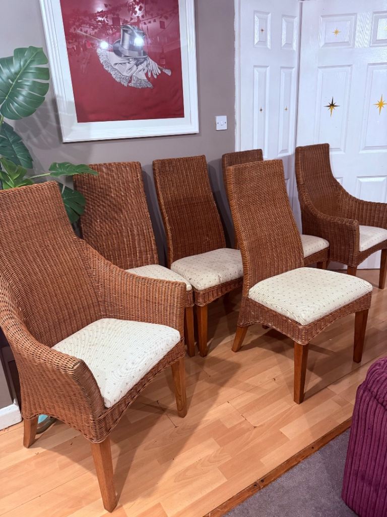 image for 6 dinning room wicker well made willow and dinning table set of wanted Bohemian rustic country