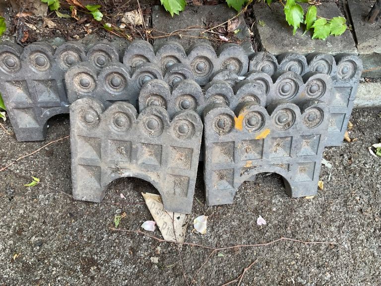  8 Garden Edging / Paving Slabs - Grey, Fair Condition
