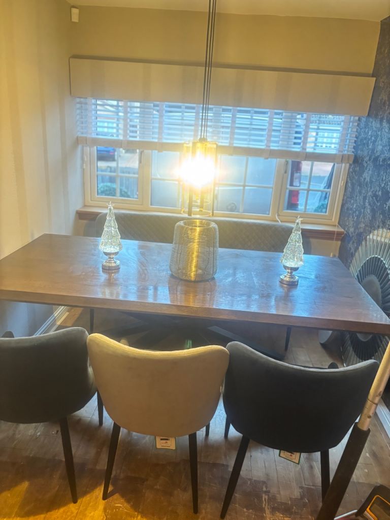 Sterling dining table bench and chairs 