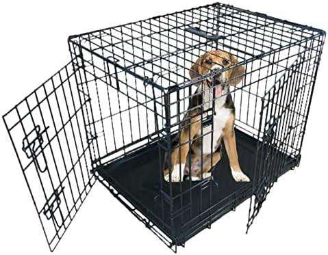 Standard Medium Folding 2-Door Dog Cage/Crate with removable Metal Tray