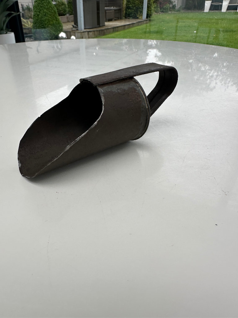 Antique vintage handmade tin /lead scoop - primitive kitchen/ Man Cave / Garage