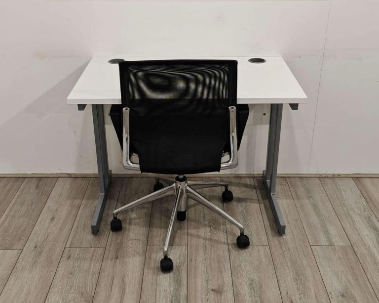 (SPECIAL OFFER) Rectangular Desk with Portholes & Modesty Panel, W800mm