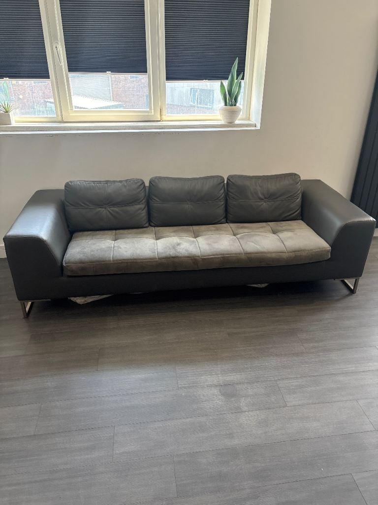 Grey leather sofa 3 seater