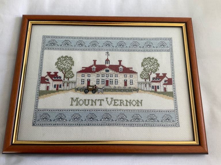 American Mount Vernon Crosstitch Framed Picture Smoke and Pet Free home