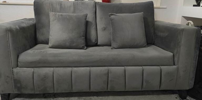 New Large 3 Seater and Medium 2 Seater Sofa Set-upholstery velvet in colour grey