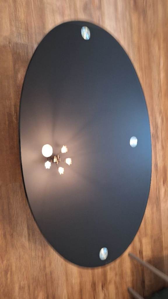 Stylish Black Glass Coffee Table with Chrome Legs – Good Condition