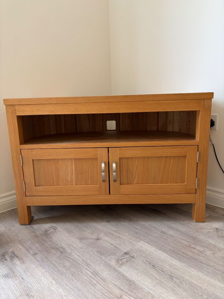 Solid Wood Corner TV Unit – Good Condition