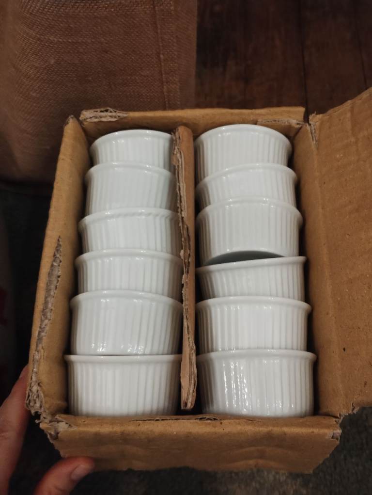  Set of 12 White Ceramic Ramekins – Oven Safe