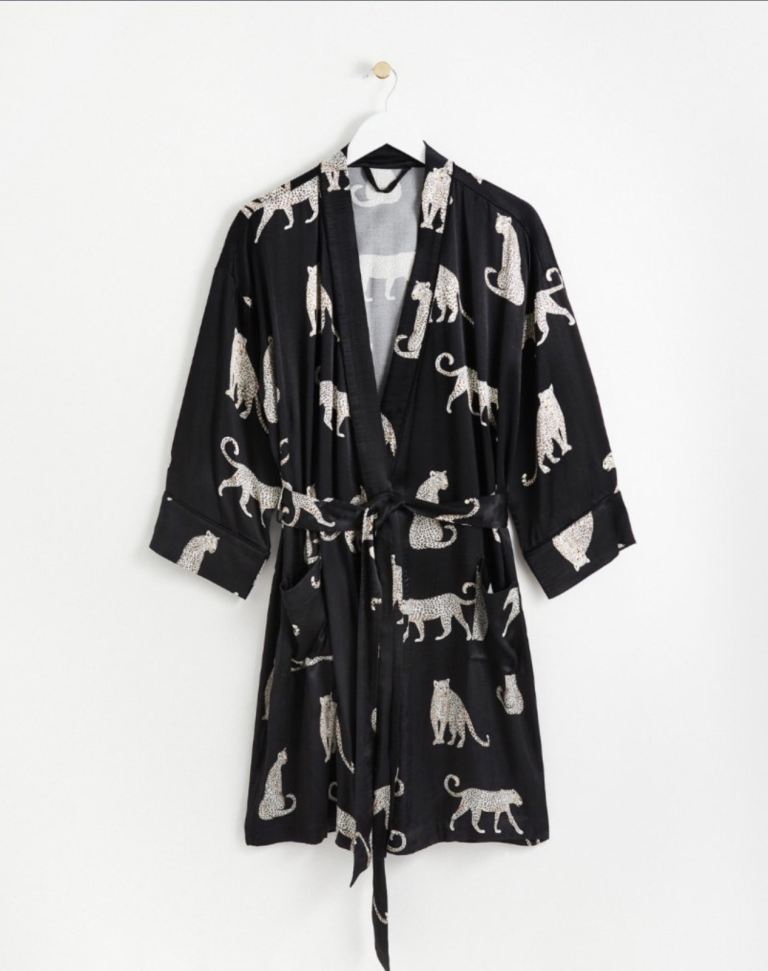 BNWT OLIVER BONAS SATIN LEOPARD ROBE DRESSING GOWN