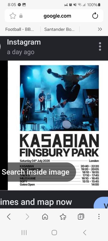 2 x tickets kasabian finsbury park  4th july