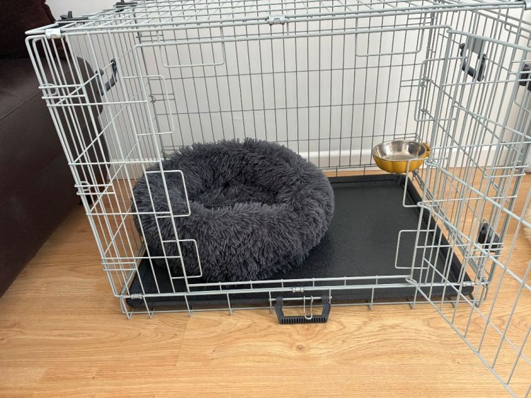 Medium sized dog crate & accessories
