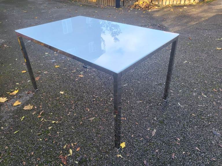 IKEA Torsby White Glass & Chrome Table 135x85cm FREE DELIVERY 072