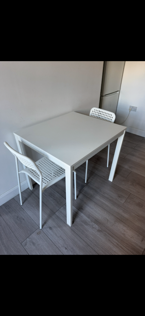 IKEA White Dining Table with Six Chairs - Good Condition