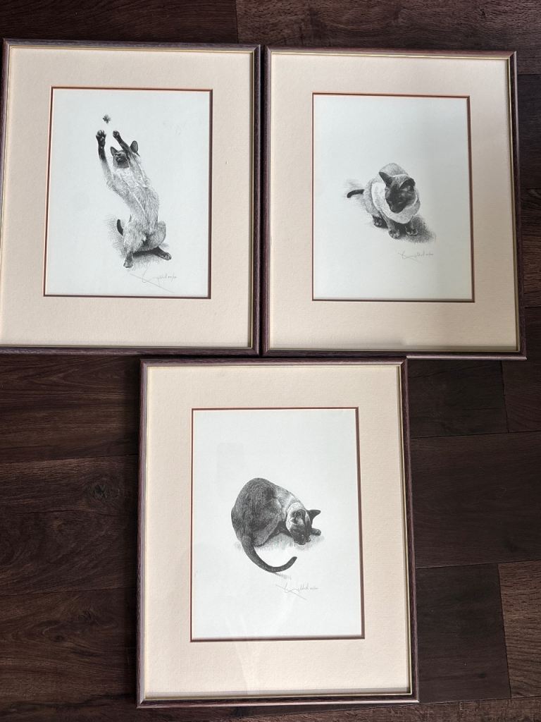  3 William Geldart limited edition cat prints