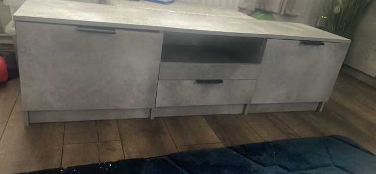 Television cabinet in concrete grey