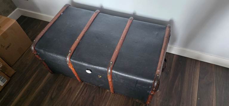 Vintage Black & Brown Chest Trunk – Wood