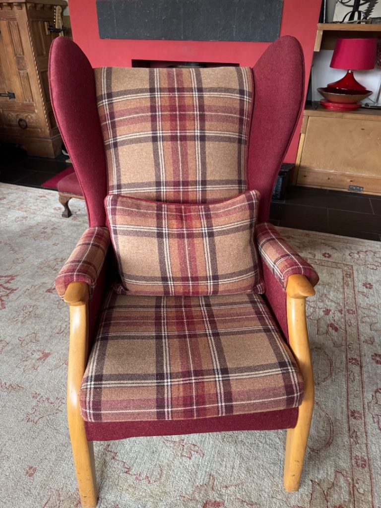Tweed Wingbacked vintage chair