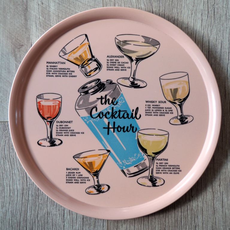 Mid Century Vintage Melamine Drinks Bar Tray - 50s 60s Superb Condition