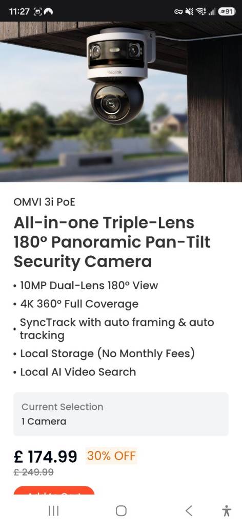 Reolink Triple-Lens PoE Security Camera Outdoor, 10MP+8MP Triple-Lens Panoramic 