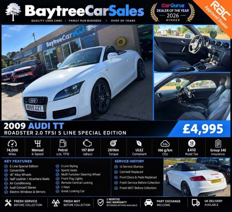 2010 Audi TT 2.0T FSI S Line Special Ed 2dr CONVERTIBLE PETROL Manual