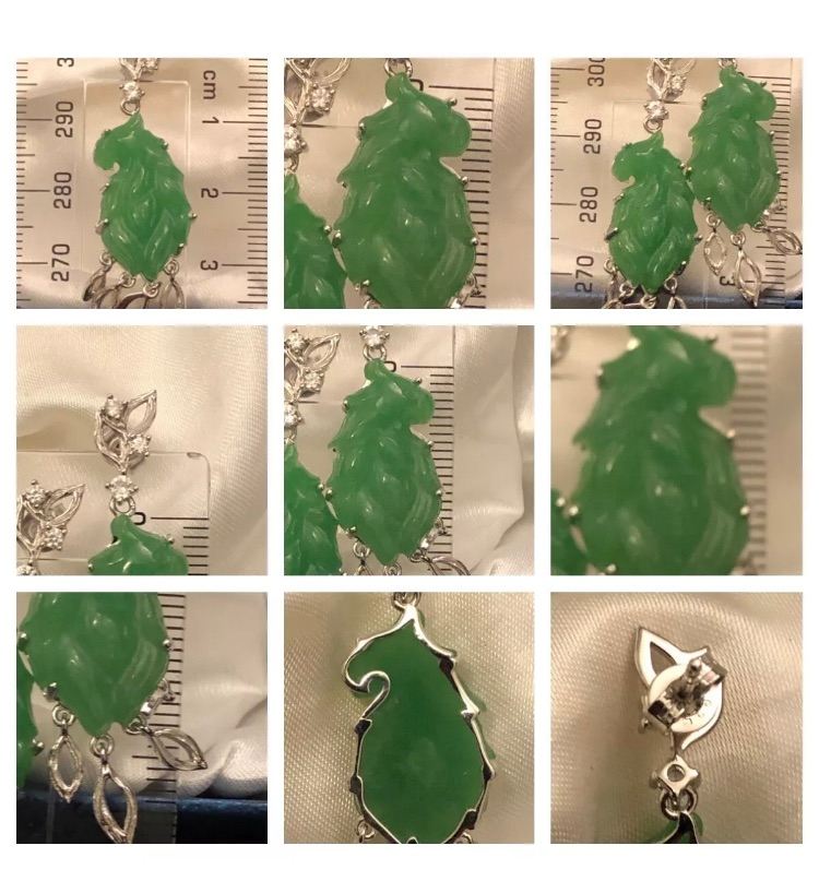 Green Jade Bird parrot Earrings silver 925 brand new 