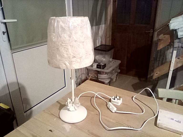 Brand new Cream shabby chic floral table lamp 