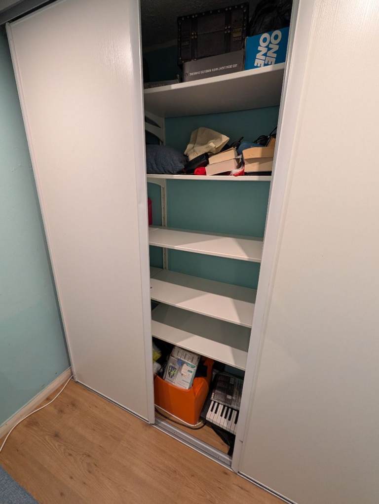 built-in sliding door wardrobe with shelves 