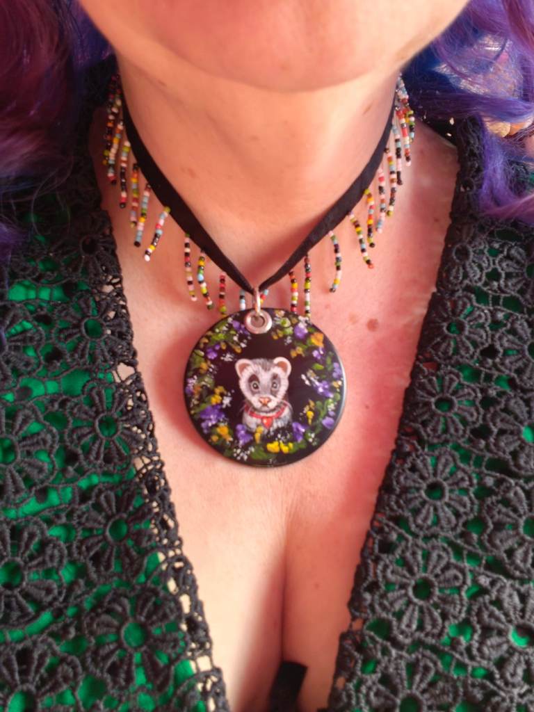 OOAK Ferret Jewellery Collection. hand painted.