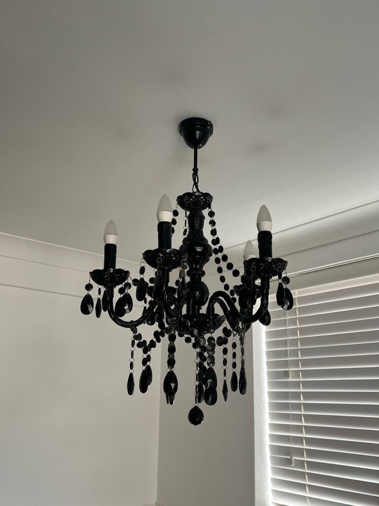 2 X Black 5 Arm Chandeliers 